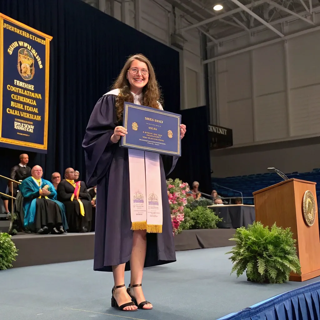 Anna receiving an academic award
